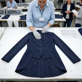 Entretela de una chaqueta de concurso después del lavado