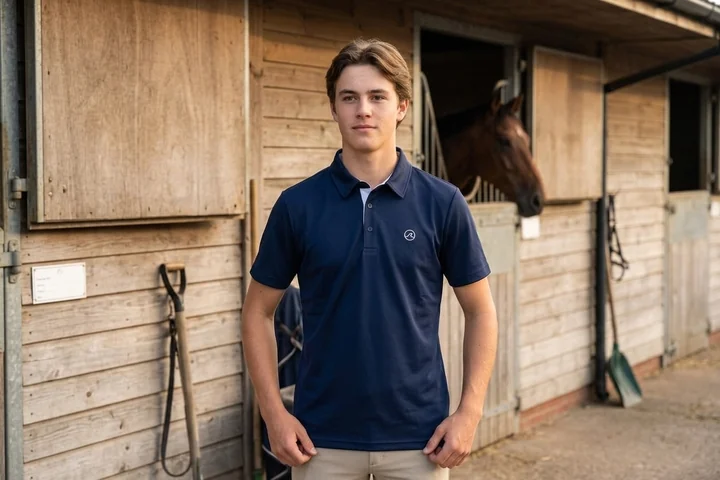 Jinete con polo de equitación de hombre