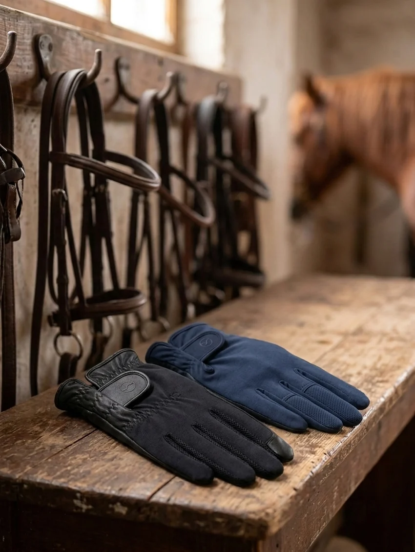 Los dos modelos de guantes, de piel y sintético, uno junto a otro