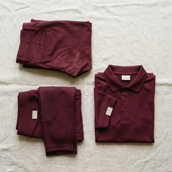 Colección de una marca ecuestre: breeches, mallas y polo del mismo color