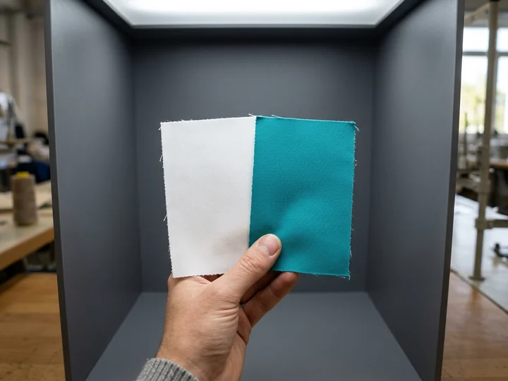Comparación de color de tejidos en cabina de luz