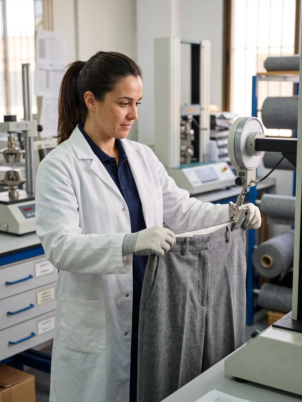 Prueba de elasticidad en la cintura del pantalón