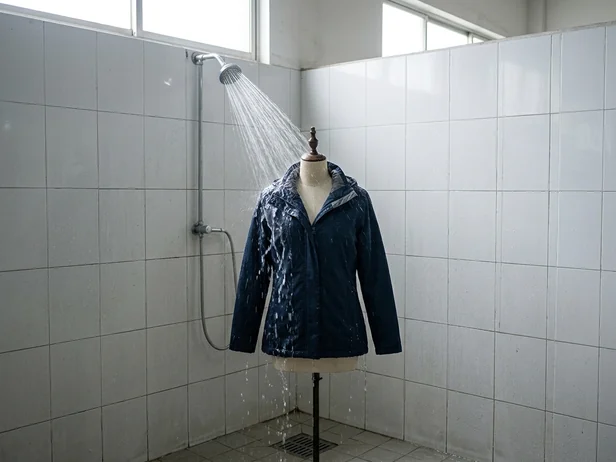 Prueba de ducha sobre costuras y cremallera