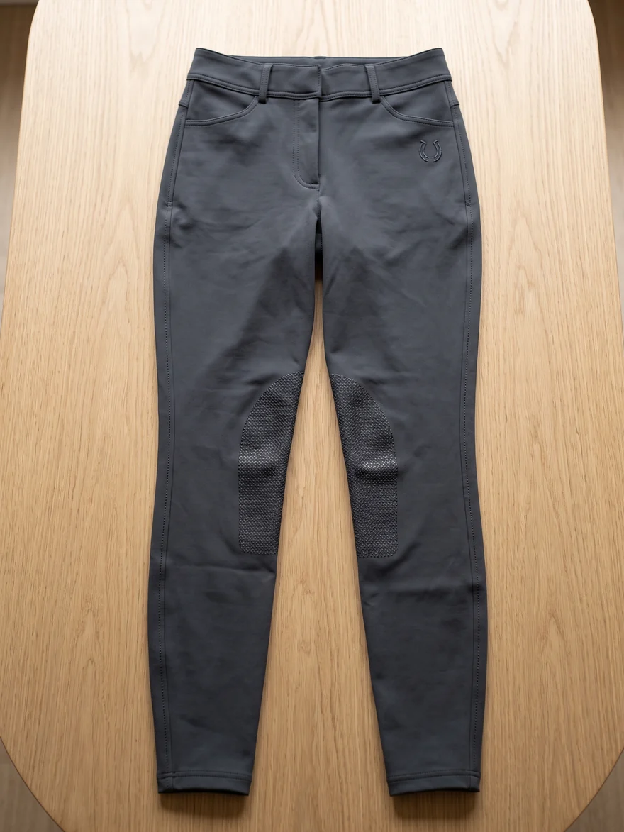 Muestra aprobada en manos del cliente, breeches extendidos