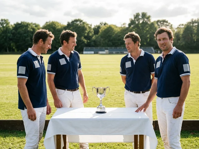 Jugadores con el polo de equipo en la entrega de premios